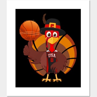 Funny Basketball Turkey Thanksgiving Posters and Art